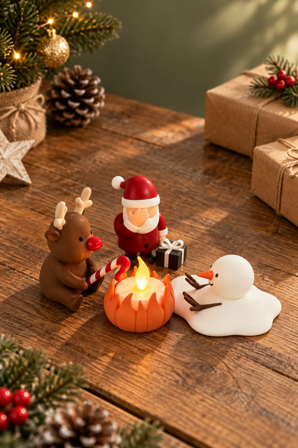 Christmas Campfire-set van Yafico, sfeer: natuurlijk kraftpapier en saliegroen