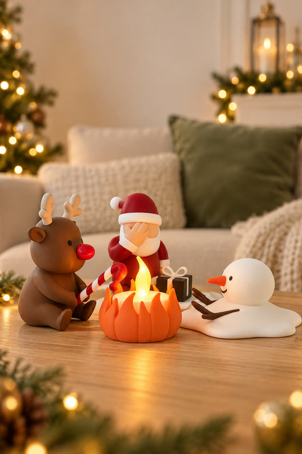 Christmas Campfire-set van Yafico, sfeer: crème en saliegroen