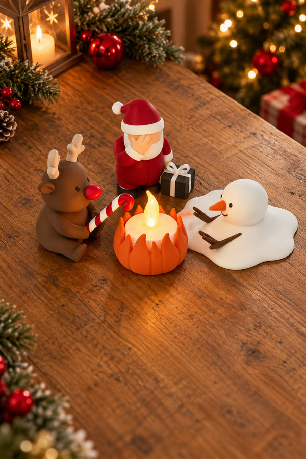 Christmas Campfire-set van Yafico, sfeer: traditioneel rood en groen