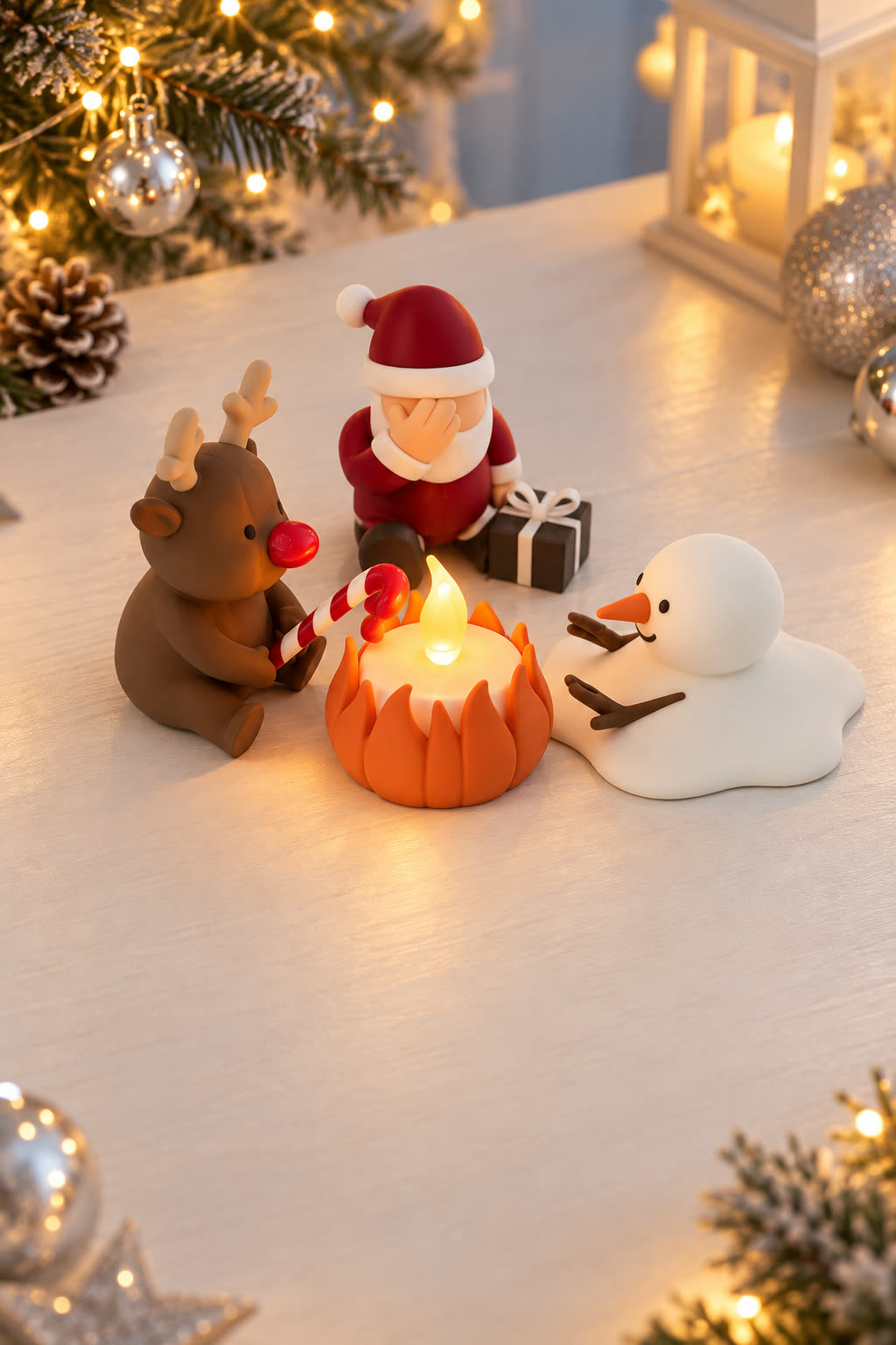 Christmas Campfire-set van Yafico, sfeer: poederblauw en zilver