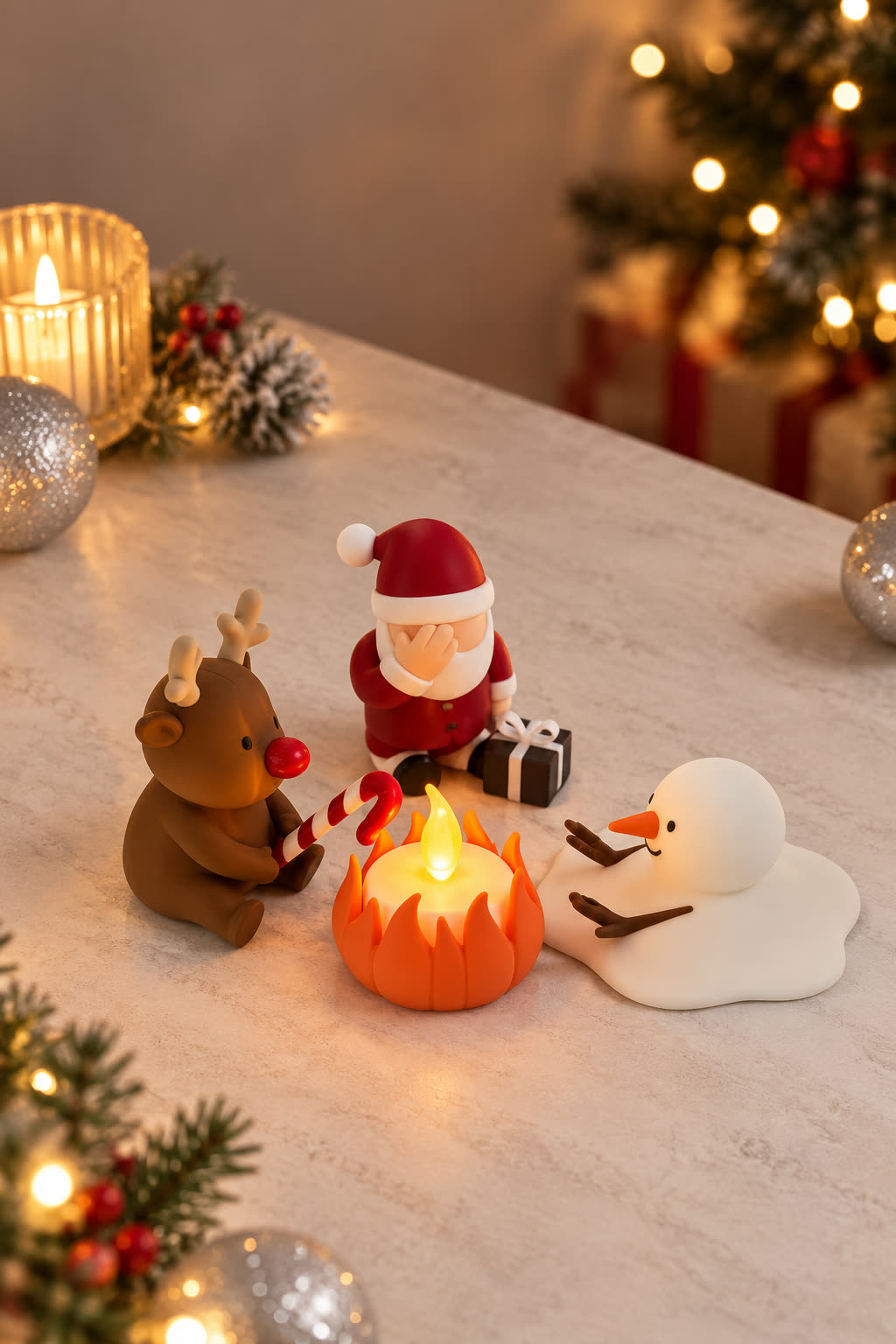 Christmas Campfire-set van Yafico, sfeer: zilver en warm grijs