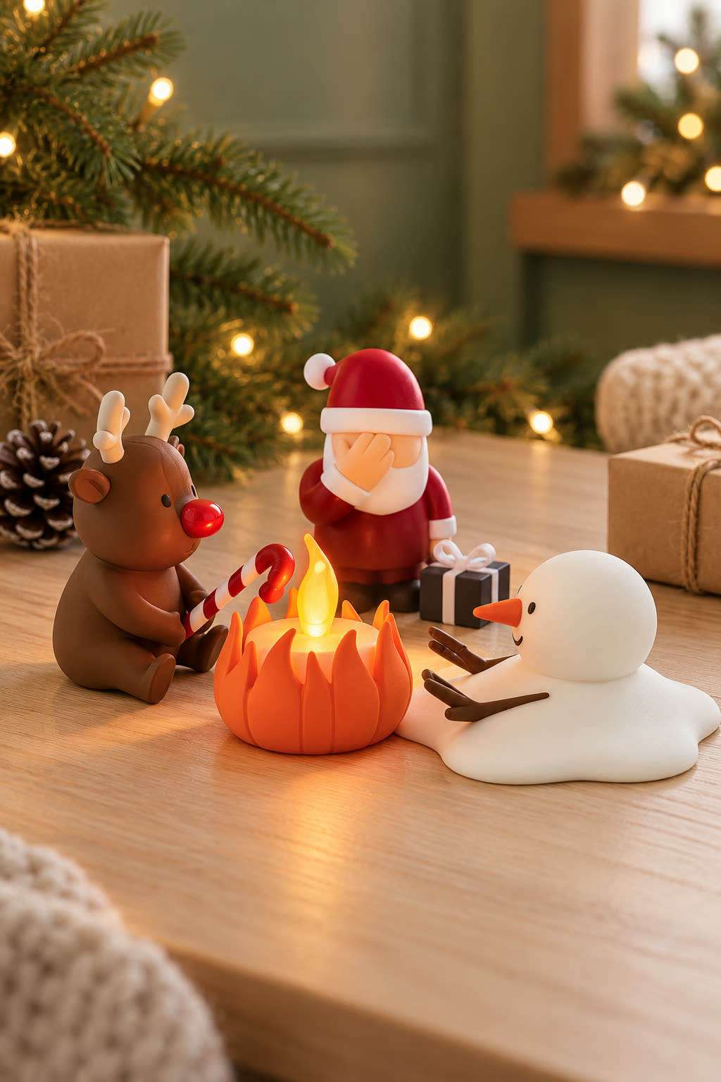 Christmas Campfire-set van Yafico, sfeer: saliegroen en kraftpapier