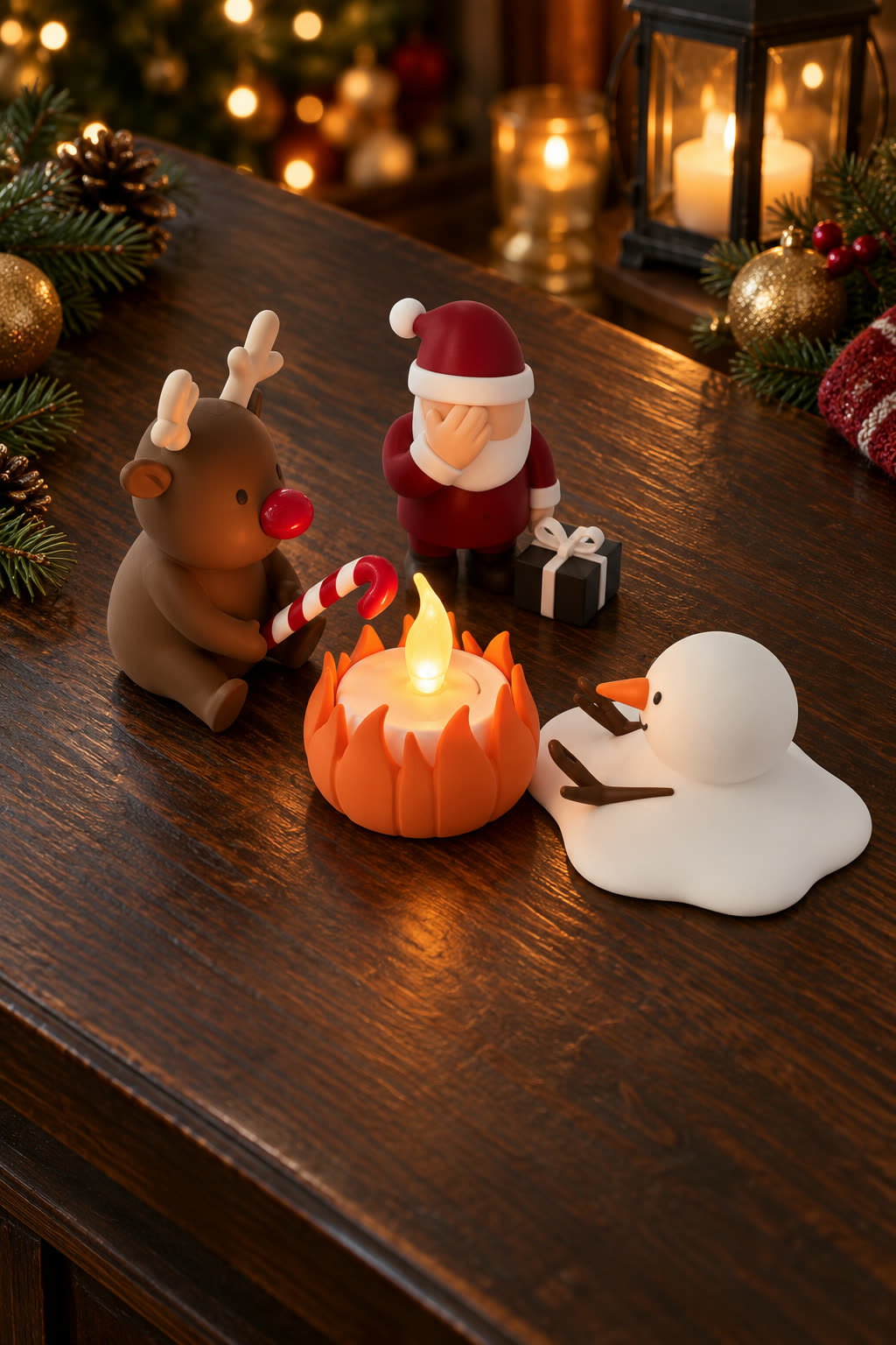 Christmas Campfire-set van Yafico, sfeer: antraciet en goud
